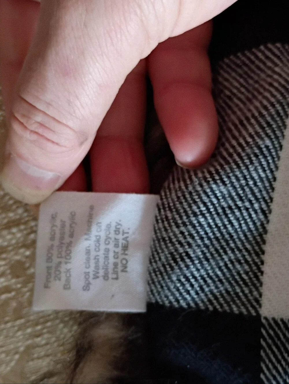 Arhaus Black And White Checkered Faux Fur Throw 62
